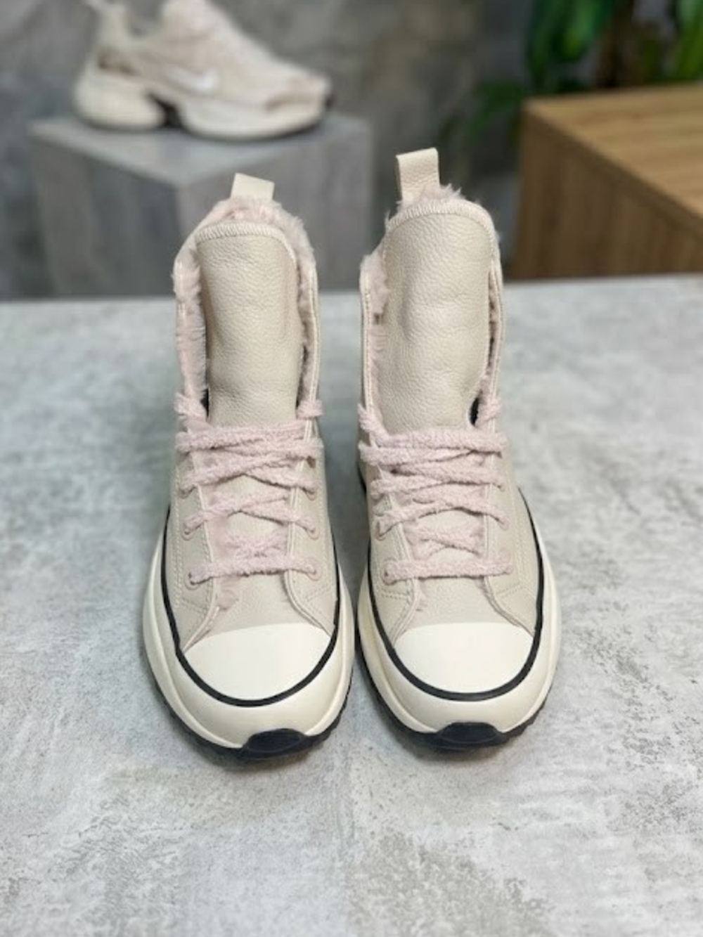 Converse Women's High-Top Sneakers in Pale Pink and Cream